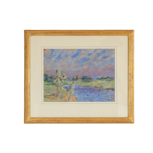 308 - Property of a GentlemanPeggy Somerville (1918 - 1975)Suffolk River LandscapeColour pastel on paperIn... 