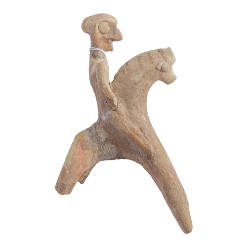 342 - To be sold without reserveProperty of a LadyCypriot (?)Two terracotta figures on horsebackOne small,... 