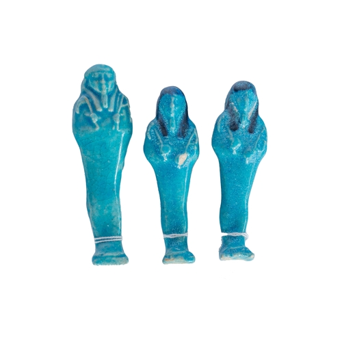 343 - To be sold without reserveProperty of a LadyModern reproductions3 turquoise ushabti (two small, one ... 