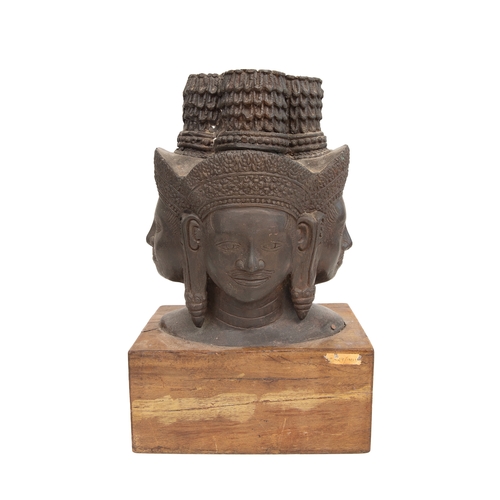 352 - Property of a LadyCentral IndianAntiqueTwo four-headed bronzes of Lord BrahmaOne on a wooden base, w... 