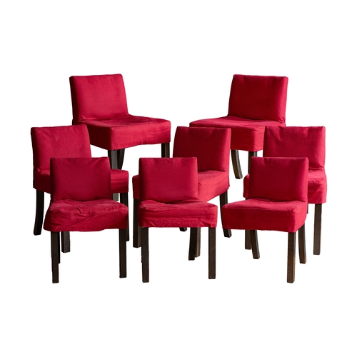 48 - Property of a LadyModernA set of eight upholstered dining chairs, with red coversDimensions:29 in. (... 