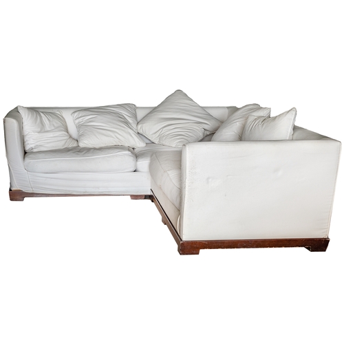 54 - Property of a LadyPromedoriaA pair of white upholstered sofasDimensions:28 in. (H) x 85 in. (W) x 38... 
