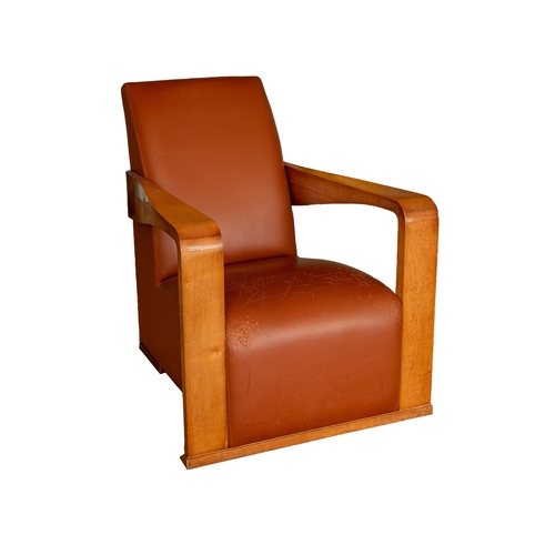 66 - Property of a LadyA Heals-style bent wood and brown leather armchairDimensions:33 in. (H) x 28 in. (... 