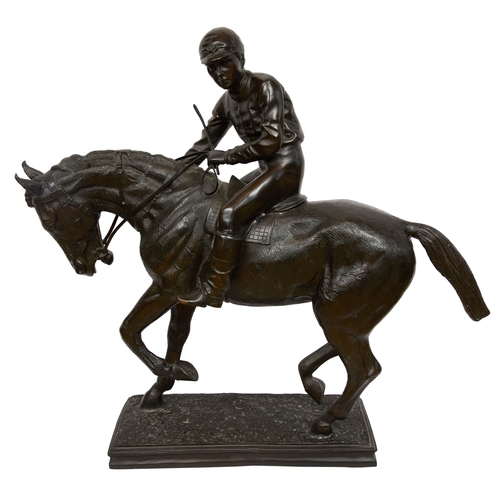 88 - Property of a Gentleman20th CenturyA large bronze of a jockey on horsebackCast bronzeDimensions:22 i... 