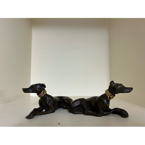 411 - To be sold without reserveProperty of a GentlemanModern, A pair of elegant bronze greyhoundsWith bra... 