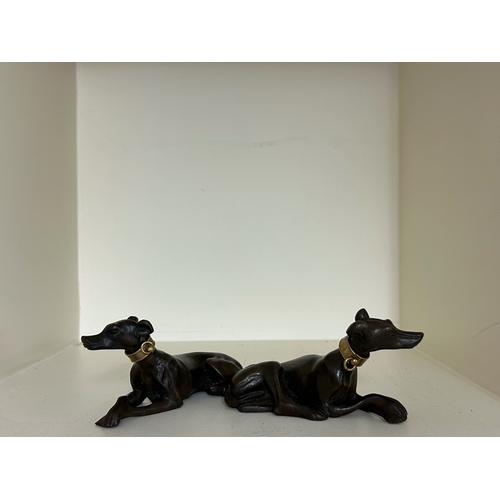 411 - To be sold without reserveProperty of a GentlemanModern, A pair of elegant bronze greyhoundsWith bra... 
