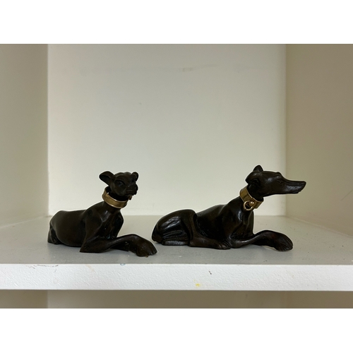 411 - To be sold without reserveProperty of a GentlemanModern, A pair of elegant bronze greyhoundsWith bra... 