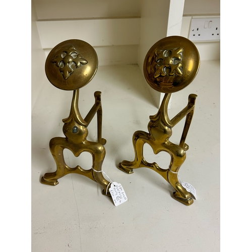 451 - To be sold without reserveProperty of a GentlemanEarly 20th CenturyA pair of brass fire dogsDimensio... 