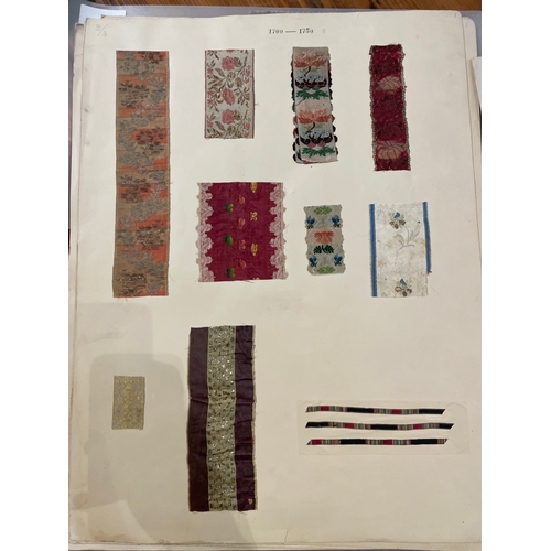 480 - Property of a LadyA timeline of textile swatches, from Jacobean to GeorgianTextile laid on paper14 s... 