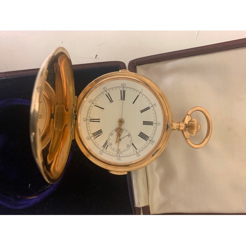 104A - Property of a LadySwitzerland ca. 188018ct gold continental Repeater pocket watch by Ixora in origin... 