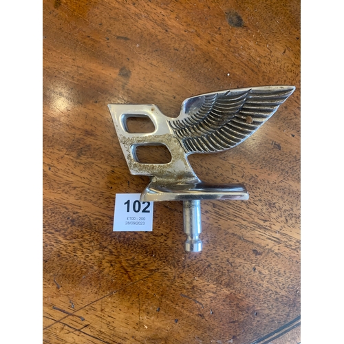 102 - To be sold without reserveProperty of a LadyA chrome Bentley car mascot, vintage, 'Flying B'Dimensio... 