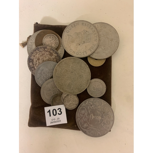 103 - To be sold without reserveProperty of a Lady20th CenturyA mixed lot of coinsIncluding 5 1977 five sh... 