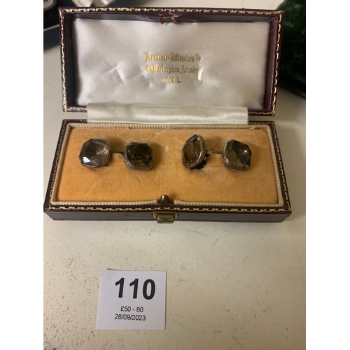 110 - To be sold without reserveProperty of a LadyA pair of 18th Century silver and coloured paste cufflin... 