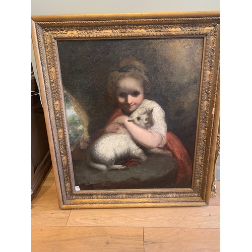 128 - Property of a GentlemanStudio of Sir Joshua Reynolds18th CenturyA portrait of a young girl with a la... 