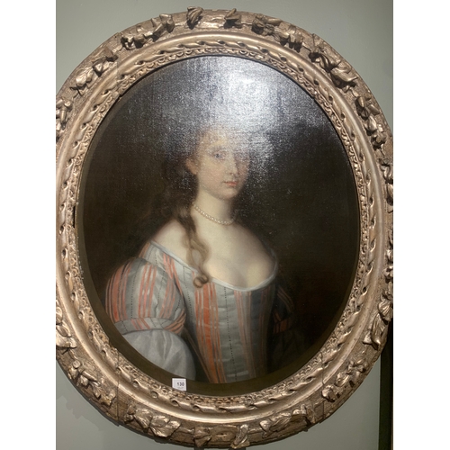 130 - Property of a Gentleman17th CenturyAnglo-Flemish SchoolPortrait of a Young Lady in a striped silk dr... 