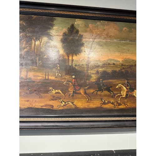 149 - Property of a GentlemanBritish School18th CenturyA hunting scene, with stag pursued by horse and hou... 