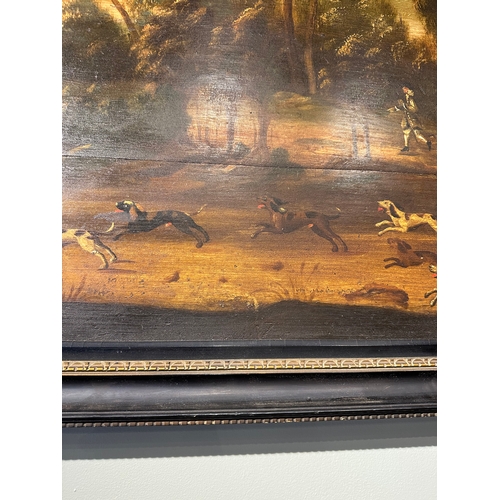 149 - Property of a GentlemanBritish School18th CenturyA hunting scene, with stag pursued by horse and hou... 