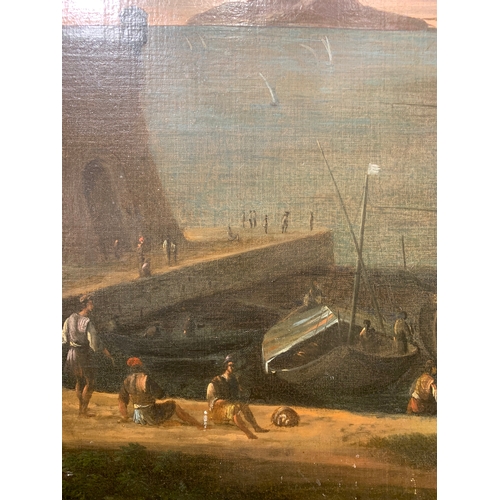 180 - Property of a GentlemanItalian17th CenturyAn impressive harbour scene, with fishing vessels and a la... 