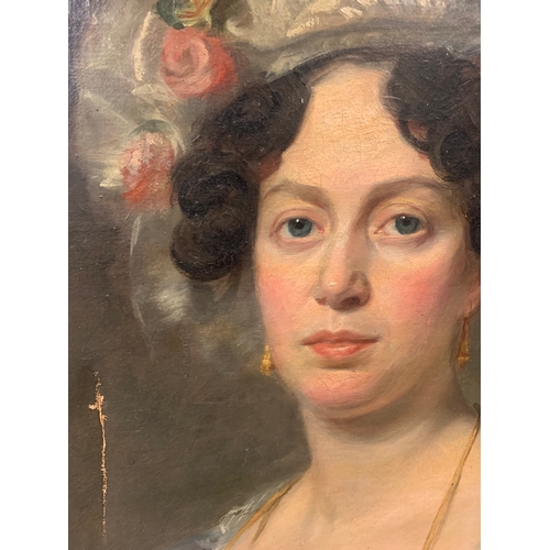 274A - Property of a LadyEnglish SchoolCircle of George Henry HarlowA portrait of a woman in a blue silk dr... 