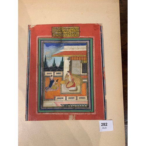 282 - Property of a ladyLucknow School, c. 1780A miniature of a seated woman (Patmanjari Ragini) and atten... 