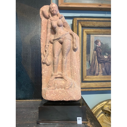 80 - Property of a deceased gentlemanCentral Indian10th - 13th CenturyA red stone carving of a female dei... 