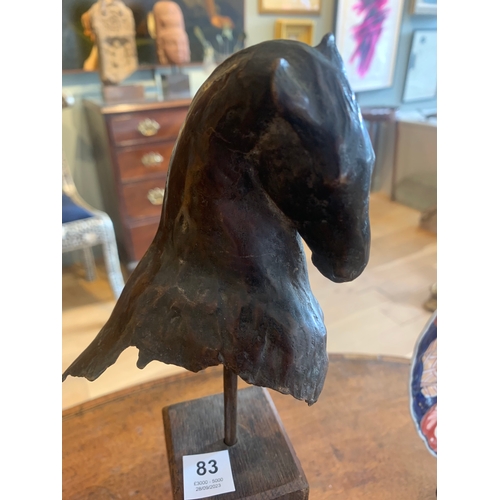 83 - Property of a GentlemanNic Fiddian-Green (b.1963)A sculpted horse headBronze, mounted on a wood base... 