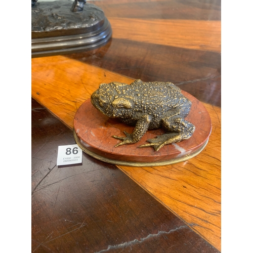 86 - Anonymous18th CenturyBronze ToadDimensions:1.3 in. (H) x 3.3 in. (L) x 3.1 in. (D)... 