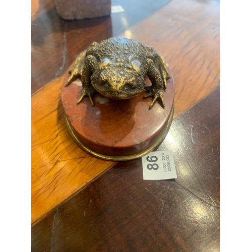 86 - Anonymous18th CenturyBronze ToadDimensions:1.3 in. (H) x 3.3 in. (L) x 3.1 in. (D)... 