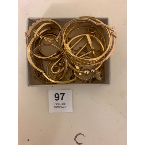 97 - Property of a LadyA mixed lot of 18ct, 9ct gold and yellow metal jewellery comprising:[a] A 9ct yell... 