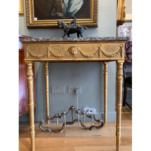 3 - Property of a GentlemanAdams styleA pair of giltwood and marble top side tablesDecorated with floral... 