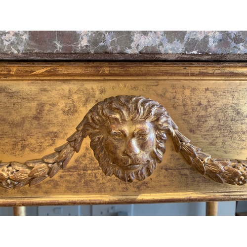 3 - Property of a GentlemanAdams styleA pair of giltwood and marble top side tablesDecorated with floral... 