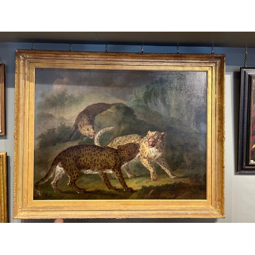 123 - Property of a GentlemanMartin Ferdinand Quadal (1736 - 1808)Three leopards in a landscapeOil on canv... 