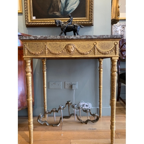 3 - Property of a GentlemanAdams styleA pair of giltwood and marble top side tablesDecorated with floral... 