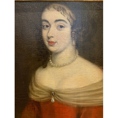 127 - Property of a GentlemanFrench School16th/17th CenturyPortrait of a girl holding a white carnationOil... 