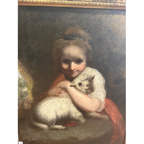 128 - Property of a GentlemanStudio of Sir Joshua Reynolds18th CenturyA portrait of a young girl with a la... 