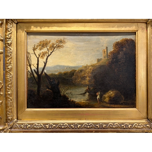 169 - Property of a GentlemanCircle of Richard Wilson (1714 - 1782)A river landscape with a castle and a b... 