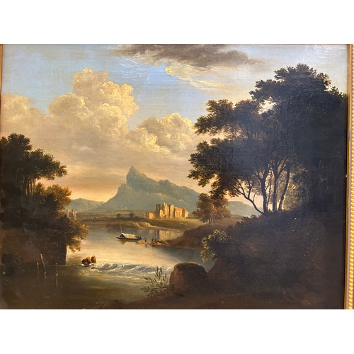 171 - Property of a GentlemanBritish SchoolMid 19th CenturyA river landscape with figuresOil on canvasDime... 