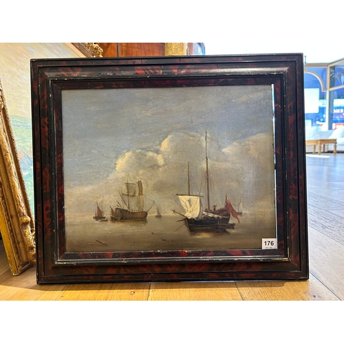 176 - Property of a GentlemanDutch18th CenturyA Stormy Naval Battle SceneOil on canvasDimensions:(Canvas) ... 