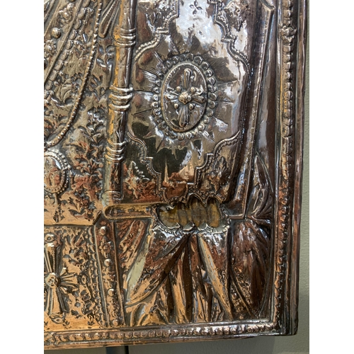 193 - Property of a LadyRussian18th Century or earlierA pair of silver embossed iconsOil on panel, with em... 