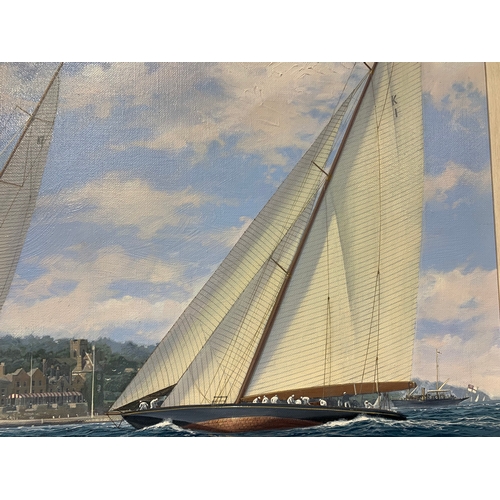 206 - Property of a LadySimon Dufrais (b.1960)J Class Yachts Racing Off Cowes, 1935'ShamrockV', 'Endeavour... 