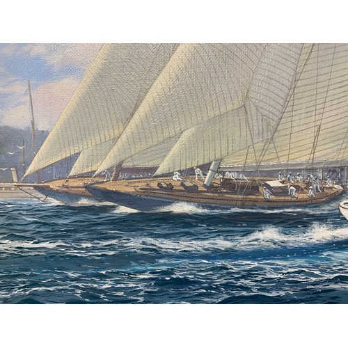 206 - Property of a LadySimon Dufrais (b.1960)J Class Yachts Racing Off Cowes, 1935'ShamrockV', 'Endeavour... 