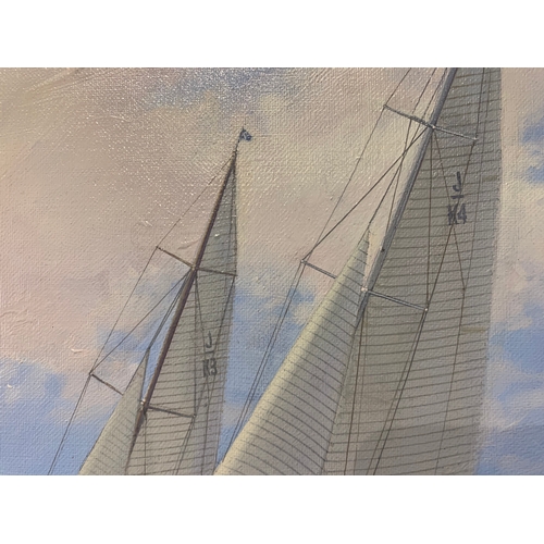 206 - Property of a LadySimon Dufrais (b.1960)J Class Yachts Racing Off Cowes, 1935'ShamrockV', 'Endeavour... 