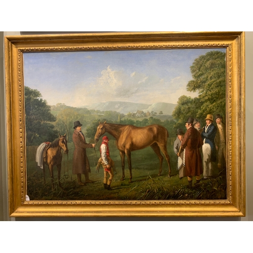 211 - Property of a GentlemanAttributed to John Laurent Agasse (1767 - 1849)A trainer and his hack and joc... 