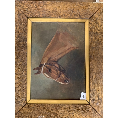 216 - Property of a GentlemanAlfred G. Haigh (1870 - 1963)Signed 1918An equine portraitOil on panelDimensi... 