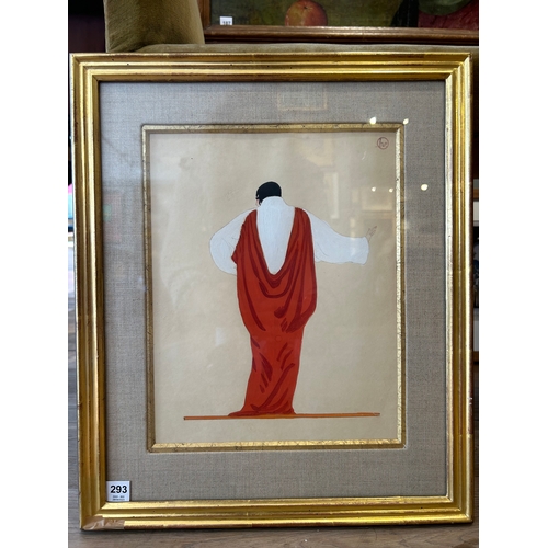 293 - Property of a LadyGeorges Lepape (1887 - 1971)A costume designWatercolour and pencil on Signed in mo... 