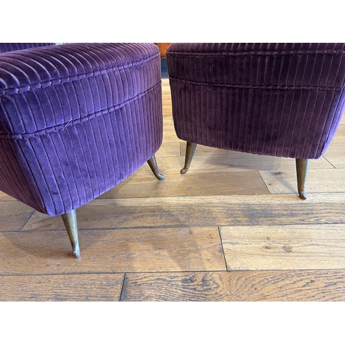 52 - Property of a LadyA pair of small plum-upholstered chairsWith cast bronze feetDimensions: 27 in... 