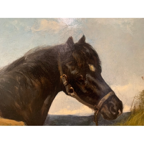 218 - Property of a GentlemanJohn Sargent Noble (Scottish, 1848 - 1896)A pack pony with two resting setter... 