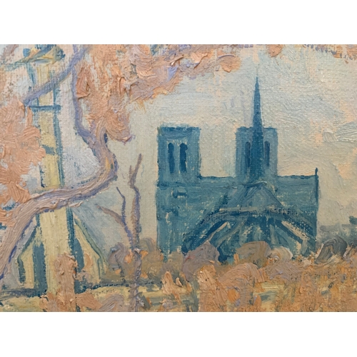 228 - Property of a GentlemanVernon Southward (1911 - 1981)The Notre-Dame from the SeineOil on canvasSigne... 