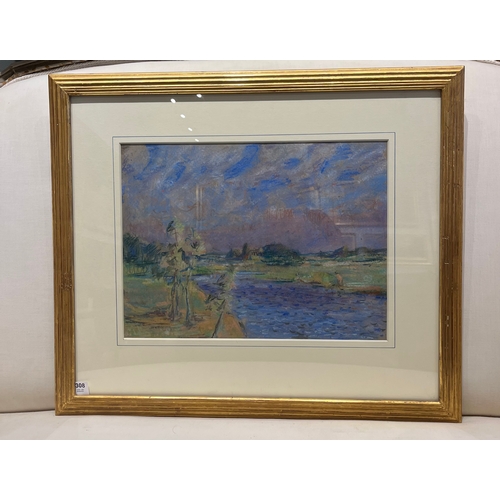 308 - Property of a GentlemanPeggy Somerville (1918 - 1975)Suffolk River LandscapeColour pastel on paperIn... 