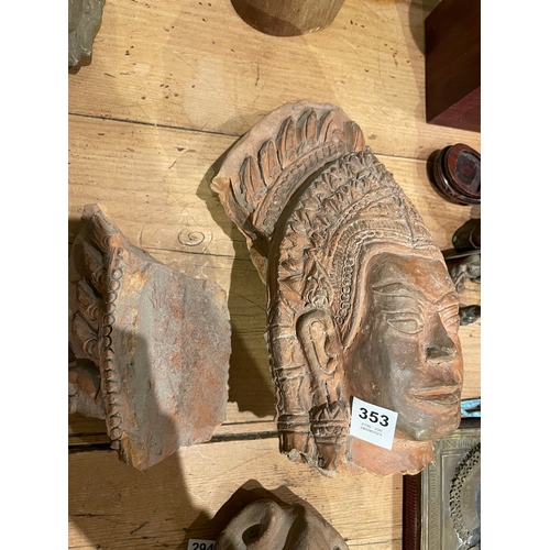 353 - Property of a LadyAntiqueTwo terracotta BuddhasWith damagesDimensions:[1] 11 in. (H) x 8.5 in. (W) x... 